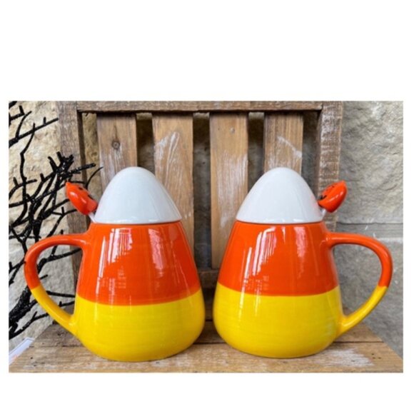 NEW Mr. Halloween Candy Corn Ceramic Mug Set Candy Corn Ceramic Mug Set - Picture 6 of 7